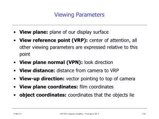 Viewing Parameters