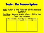 Topic: The Nervous System - slide 1