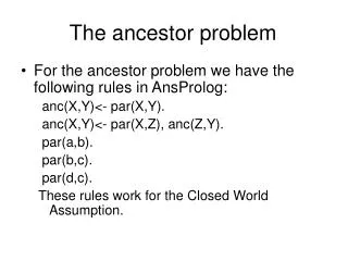 The ancestor problem