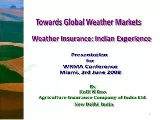 Towards Global Weather Markets