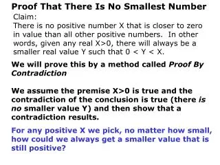 Proof That There Is No Smallest Number