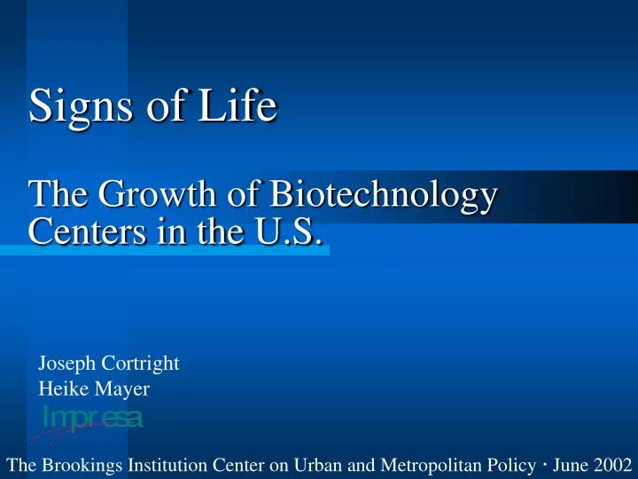 signs of life the growth of biotechnology centers in the u s