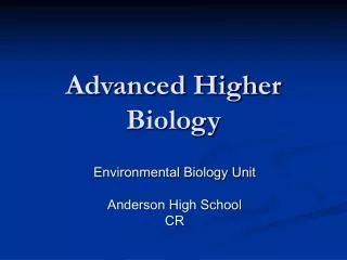 Advanced Higher Biology