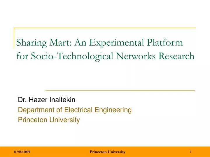 sharing mart an experimental platform for socio technological networks research