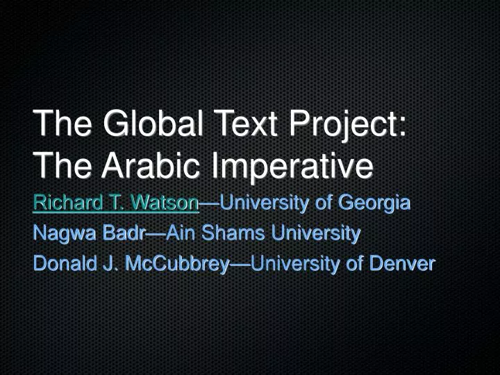 the global text project the arabic imperative