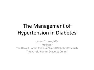 The Management of Hypertension in Diabetes