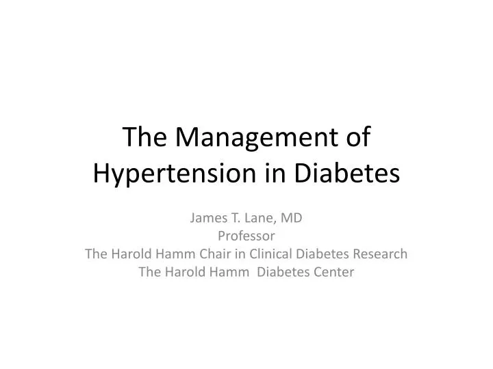 the management of hypertension in diabetes