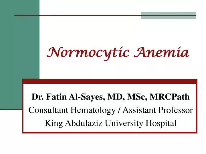 normocytic anemia