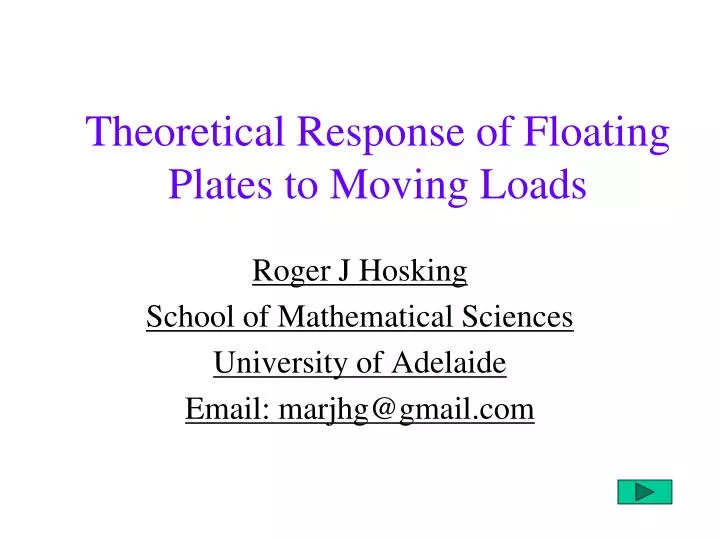 theoretical response of floating plates to moving loads