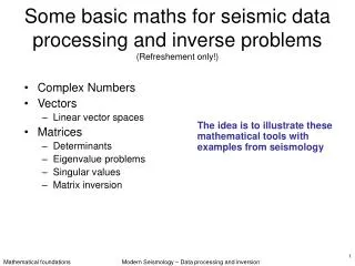 Some basic maths for seismic data processing and inverse problems (Refreshement only!)