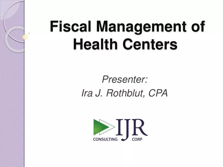 fiscal management of health centers