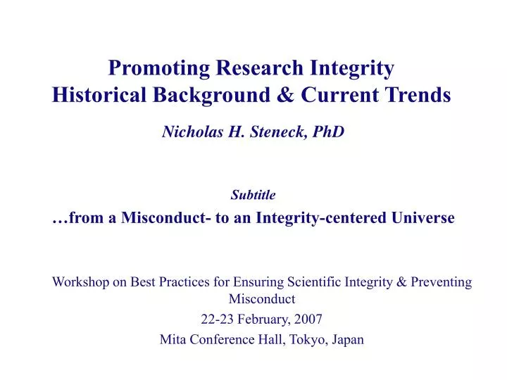 promoting research integrity historical background current trends