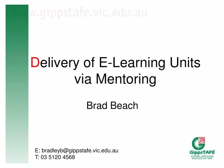 d elivery of e learning units via mentoring