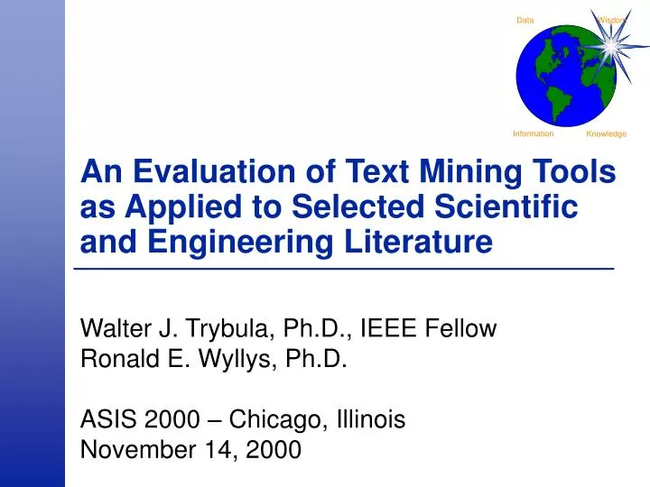 an evaluation of text mining tools as applied to selected scientific and engineering literature
