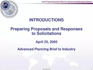 INTRODUCTIONS Preparing Proposals and Responses to Solicitations