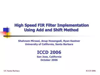 High Speed FIR Filter Implementation Using Add and Shift Method