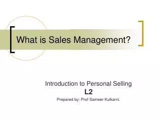 What is Sales Management?
