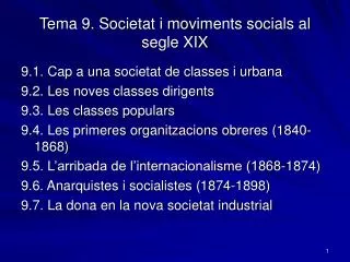 Tema 9. Societat i moviments socials al segle XIX