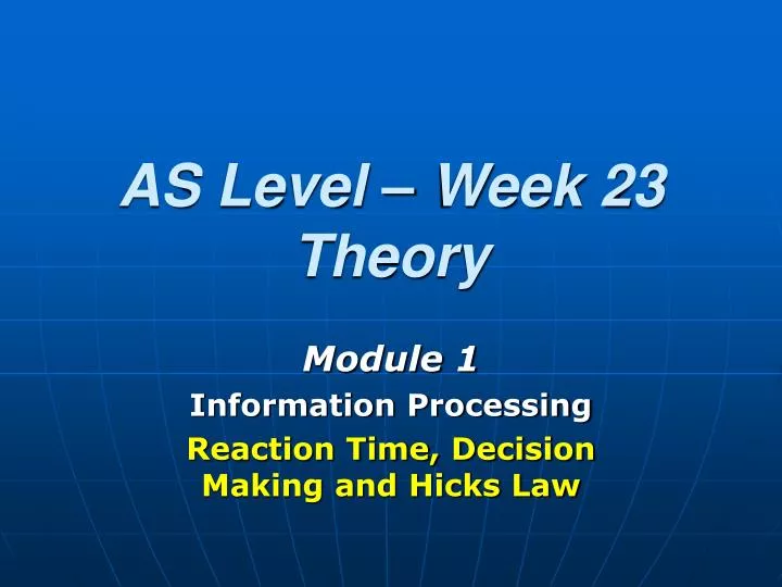 as level week 23 theory