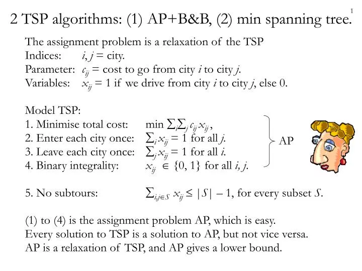 2 tsp algorithms 1 ap b b 2 min spanning tree
