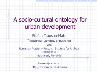 A socio-cultural ontology for urban development