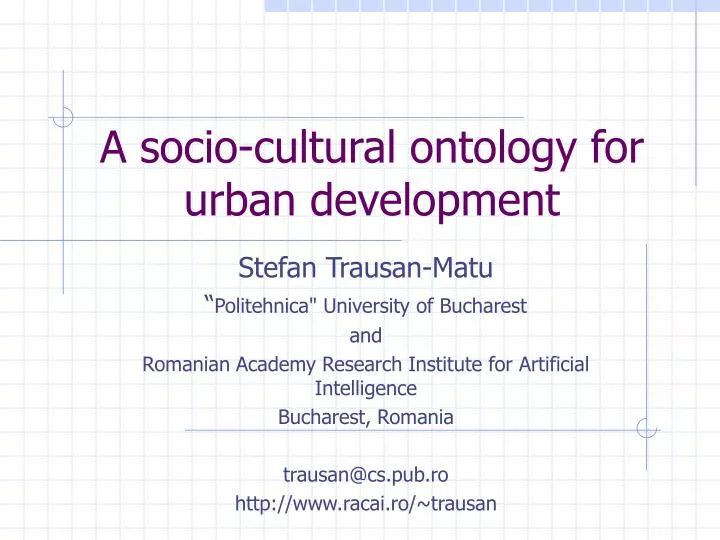 a socio cultural ontology for urban development