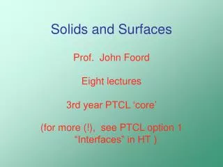 Solids and Surfaces