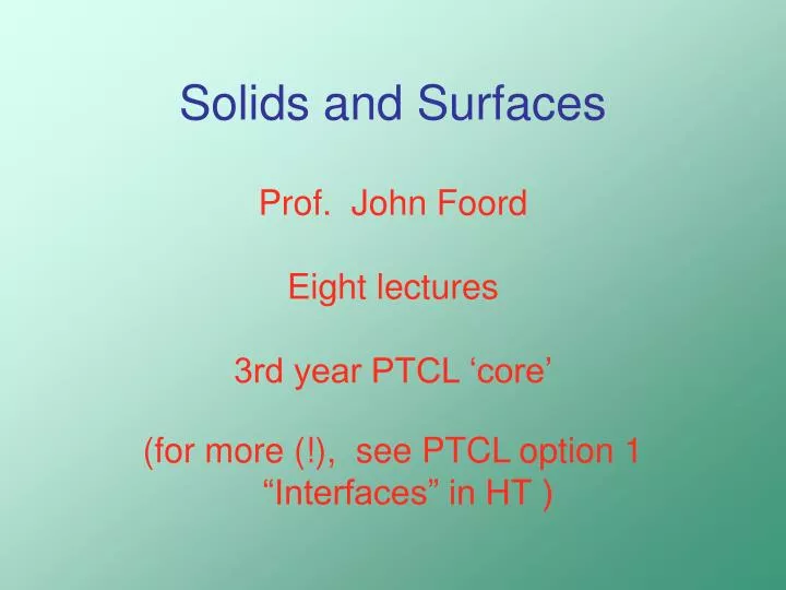 solids and surfaces