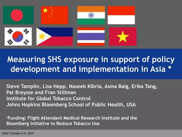 measuring shs exposure in support of policy development and implementation in asia