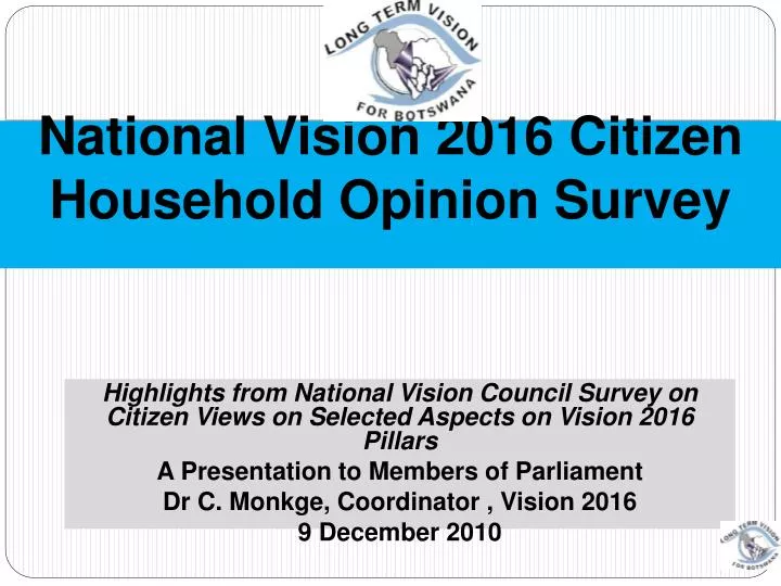 national vision 2016 citizen household opinion survey