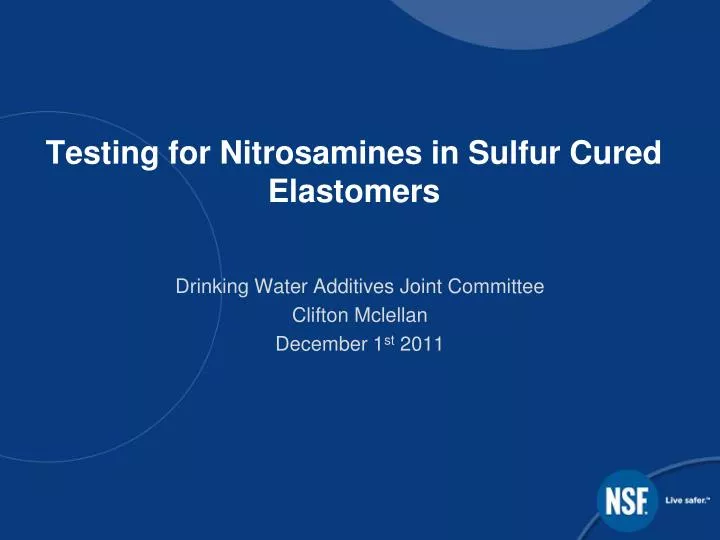 testing for nitrosamines in sulfur cured elastomers