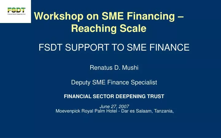 workshop on sme financing reaching scale