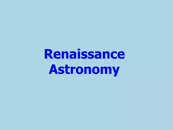 renaissance astronomy