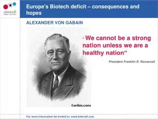 Europe's Biotech deficit – consequences and hopes