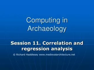 Computing in Archaeology