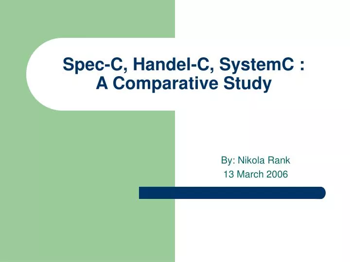 spec c handel c systemc a comparative study