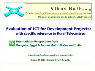 Evaluation of ICT for Development Projects : with specific reference to Rural Telecentres International P