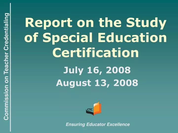 report on the study of special education certification