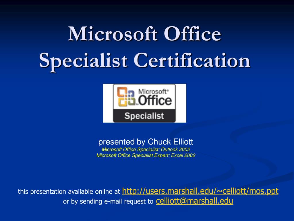 PPT - Microsoft Office Specialist Certification PowerPoint Presentation ...