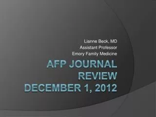 AFP Journal Review December 1, 2012