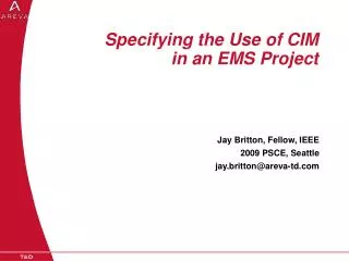 Specifying the Use of CIM in an EMS Project