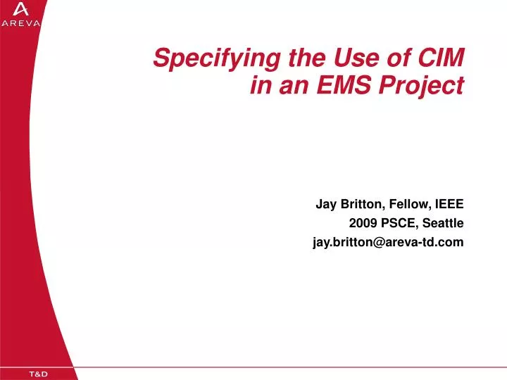 specifying the use of cim in an ems project