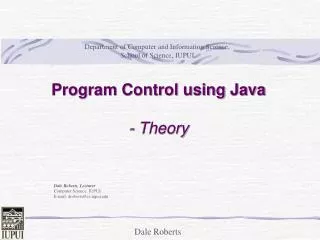 Program Control using Java - Theory