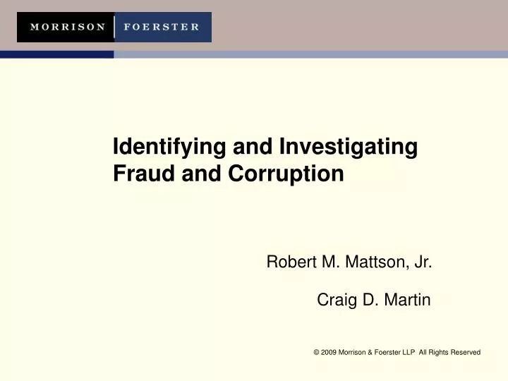 identifying and investigating fraud and corruption