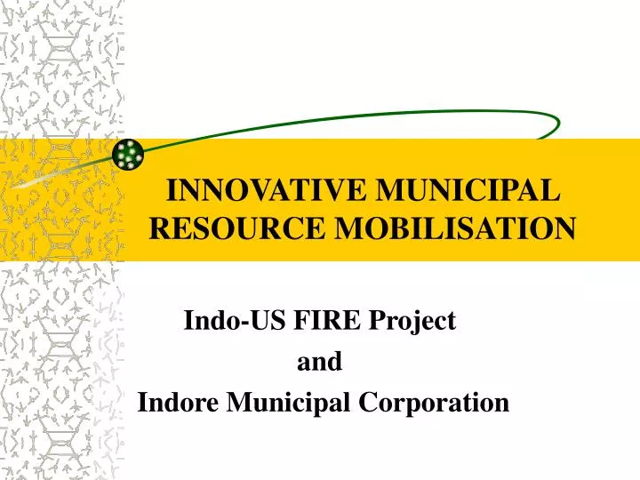 innovative municipal resource mobilisation