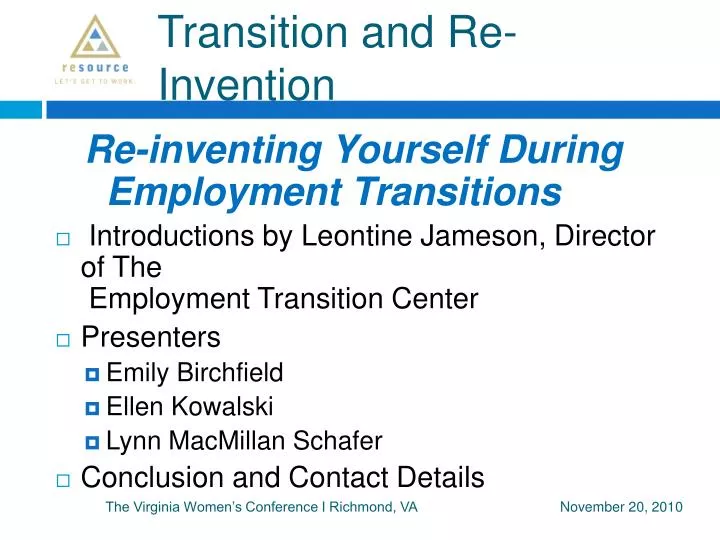 transition and re invention