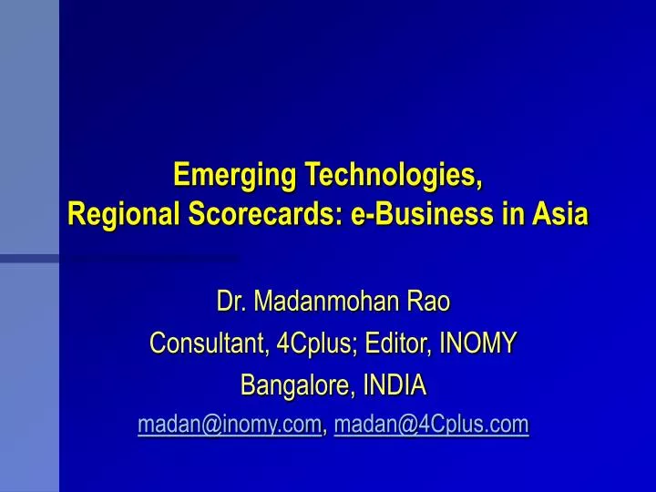 emerging technologies regional scorecards e business in asia