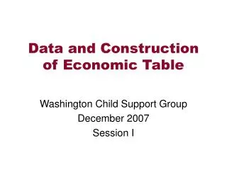 Data and Construction of Economic Table