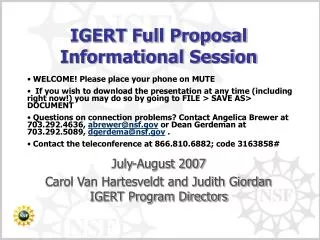 IGERT Full Proposal Informational Session
