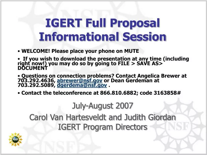 igert full proposal informational session